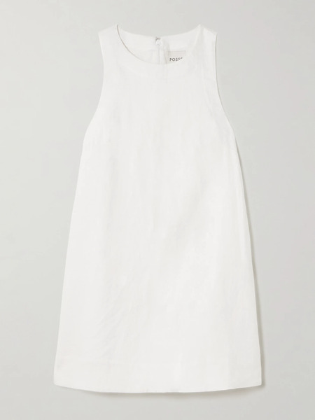  Posse   Poppy Linen Mini Dress   Ivory 