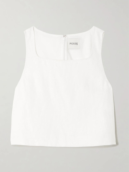  Posse   Val Cropped Linen Top   Ivory 