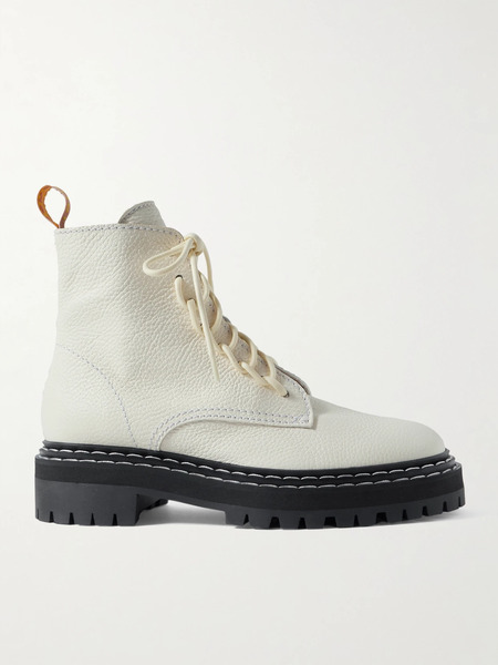  Proenza Schouler   Textured Leather Ankle Boots   White 