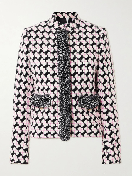  Pucci   Fringed Wool Blend Tweed Jacket   Pink 