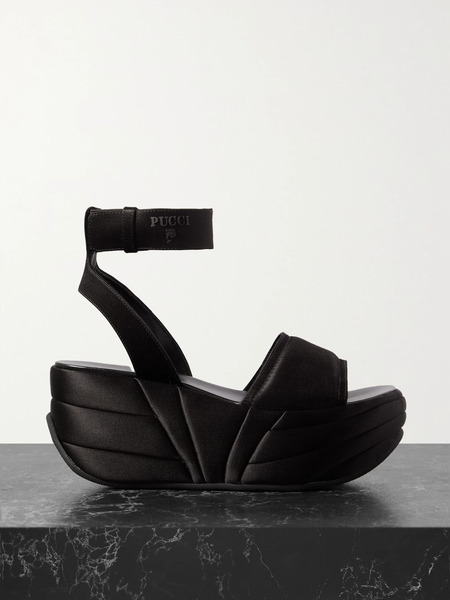  Pucci   Satin Platform Sandals   Black 