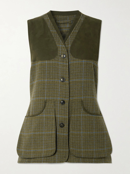  Purdey   Checked Wool Tweed Vest   Gray Green 