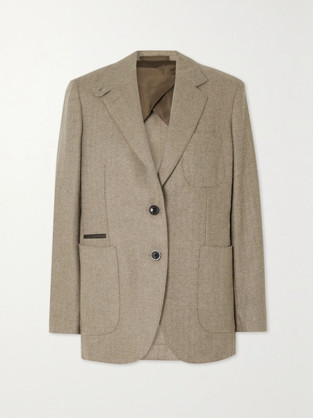  Purdey   Wool And Cashmere Blend Blazer   Light Brown 