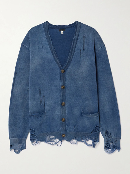  R13   Distressed Cotton Cardigan   Blue 