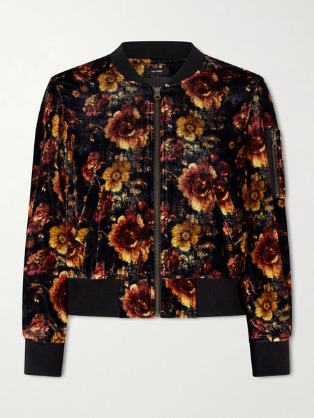  R13   Floral Print Velvet Bomber Jacket   Multi 