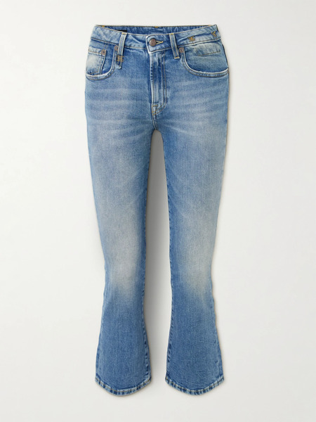  R13   Kick Fit Cropped Mid Rise Flared Jeans   Light Denim 