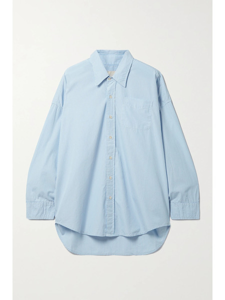  R13   Oversized Striped Washed Cotton Oxford Shirt   Blue 