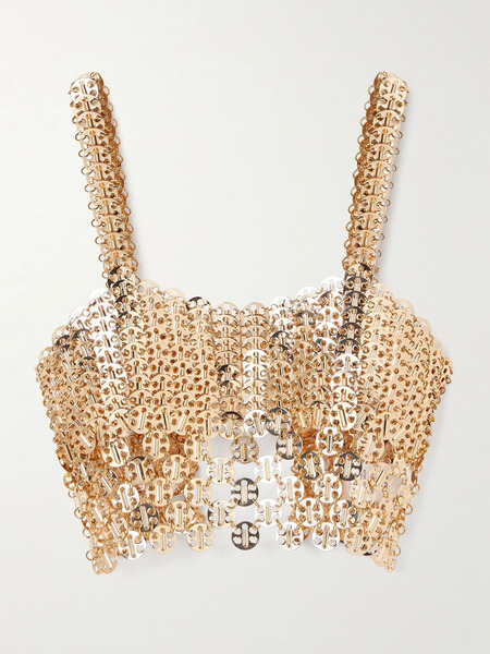  Rabanne   Cropped Chainmail Tank   Gold 