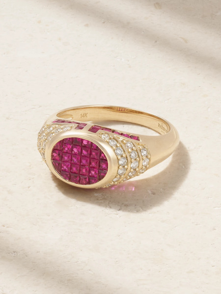  Rainbow K   Lady 14 Karat Gold, Ruby And Diamond Ring   6 