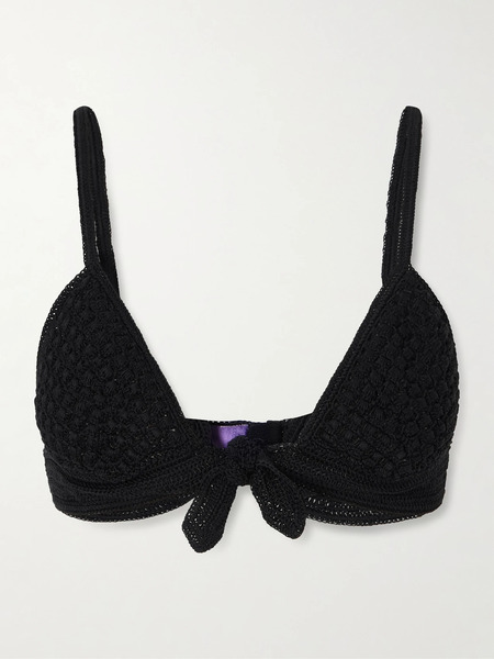 Ralph Lauren Collection   Crocheted Silk Triangle Bra   Black 