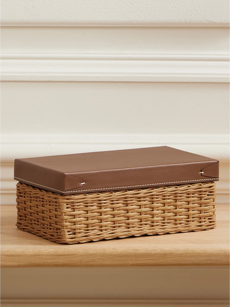  Ralph Lauren Home   Bailey Small Wicker And Embossed Leather Box   Brown 