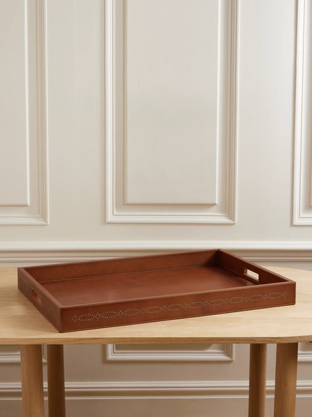  Ralph Lauren Home   Bromley Studded Leather Tray   Tan 