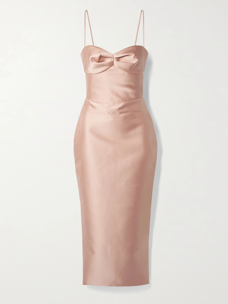  Rasario   Duchesse Satin Midi Dress   Blush 