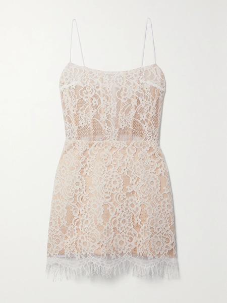 Rasario   Fringed Lace Mini Dress   White 