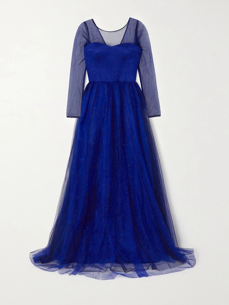  Rasario   Glittered Tulle Gown   Blue 