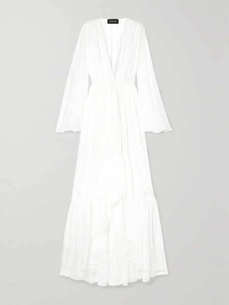  Rasario   Ruffled Silk Chiffon Jacket   Ivory 