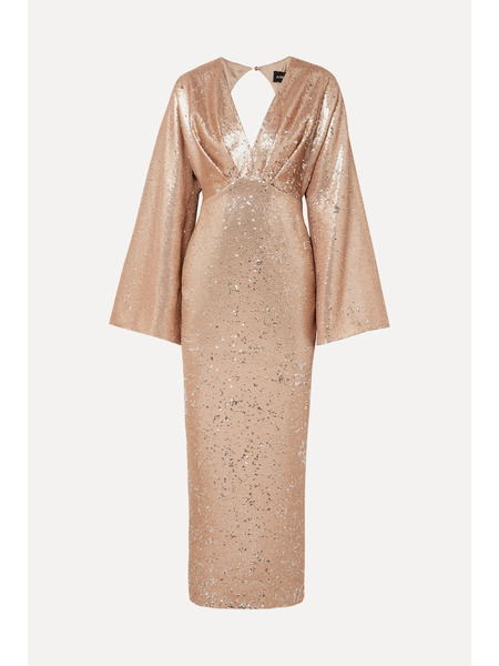  Rasario   Sequined Crepe Gown   Neutral 