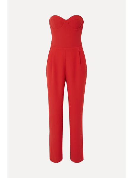  Rasario   Strapless Crepe Jumpsuit   Red 