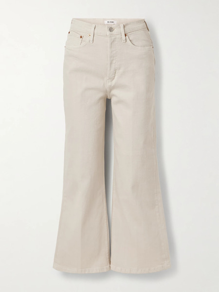  Re/done   Cropped High Rise Flared Jeans   Off White 