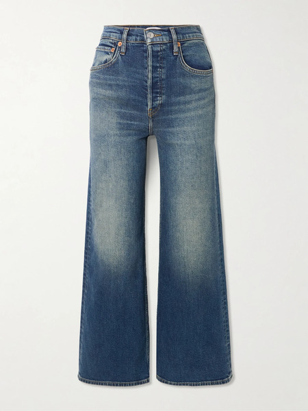  Re/done   Cropped High Rise Wide Leg Jeans   Dark Denim 