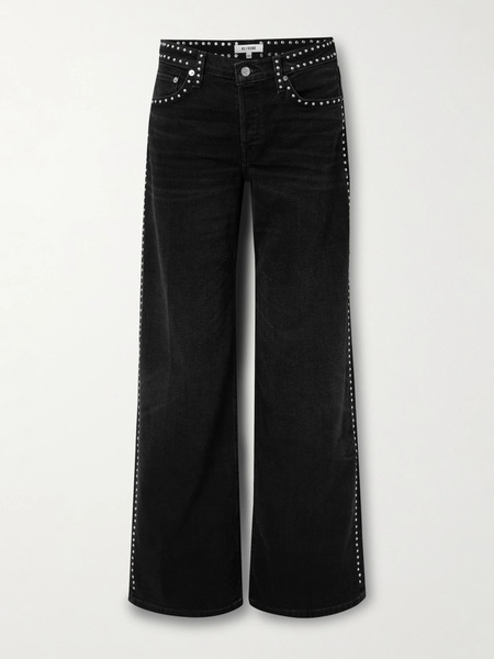  Re/done   Studded High Rise Flared Jeans   Black 