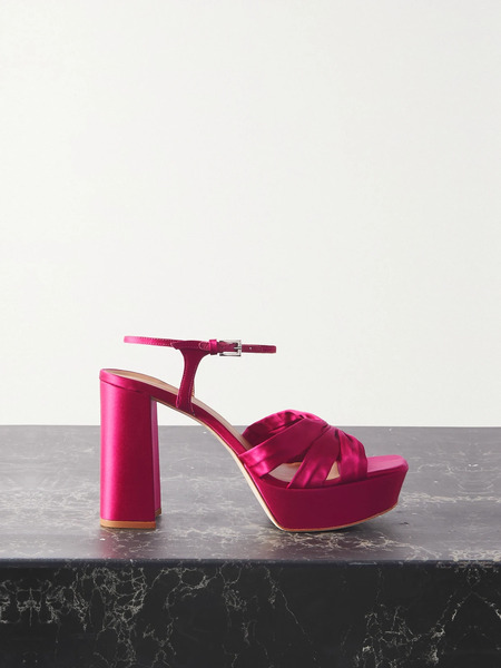  Reformation   Monetta Satin Platform Sandals   Pink 
