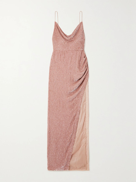  Retrofête   Katya Draped Sequined Chiffon Gown   Pink 