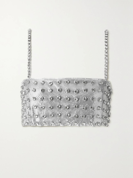  Retrofête   Kauren Cropped Embellished Chainmail Camisole   Silver 