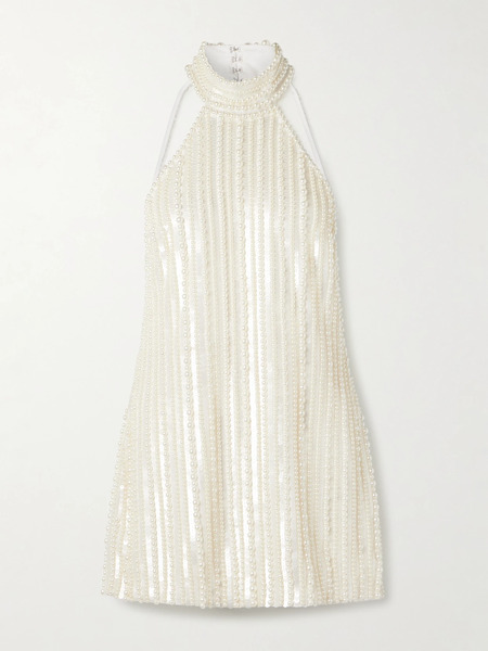  Retrofête   Yaeko Embellished Crepe Halterneck Mini Dress   White 