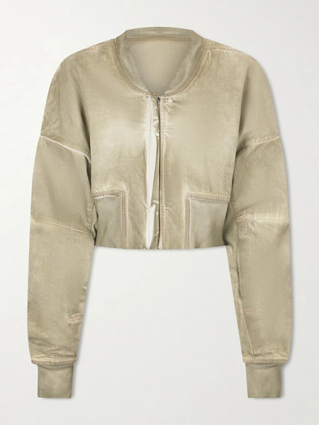  Rick Owens   Cropped Distressed Denim Jacket   Sand 