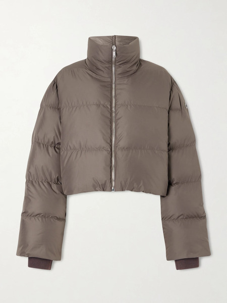  Rick Owens   + Moncler Cropped Appliquéd Quilted Shell Down Jacket   Brown 