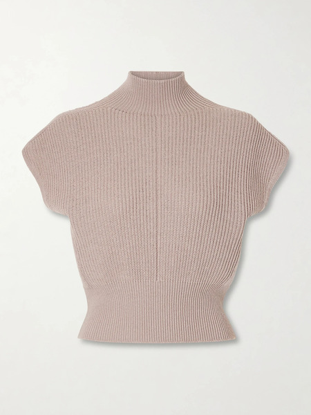  Rick Owens   Ribbed Wool Turtleneck Top   Blush 