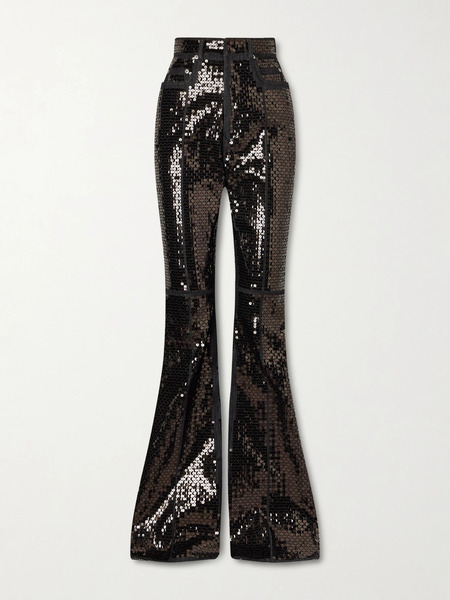  Rick Owens   Sequined High Rise Bootcut Jeans   Black 