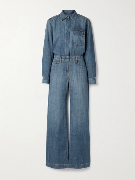  Rivet Utility   Boyfriend Denim Jumpsuit   Mid Denim 