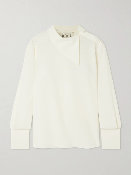  Róhe   Asymmetric Wool Blend Blouse   Cream 