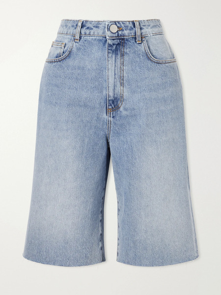  Róhe   Distressed Denim Shorts   Mid Denim 