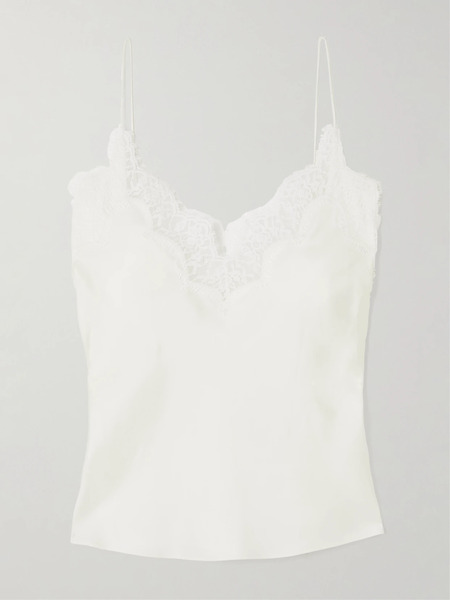  Róhe   Lace Trimmed Silk Camisole   Cream 