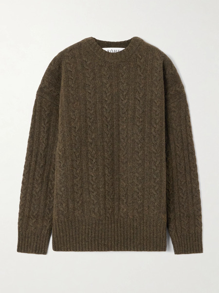  Róhe   Oversized Cable Knit Wool Sweater   Forest Green 