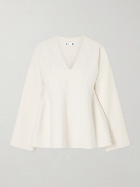  Róhe   Paneled Wool Blouse   Off White 