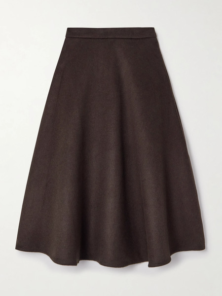  Róhe   Recycled Wool Blend Felt Midi Skirt   Dark Brown 
