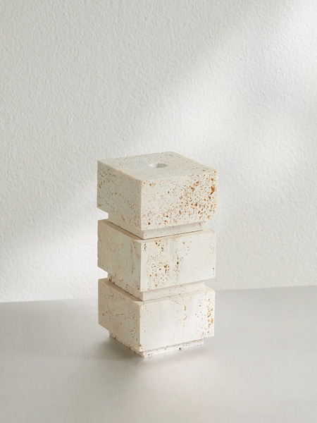  Róhe   Small Travertine Candleholder   Off White 