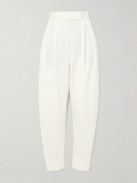  Róhe   Wool Blend Twill Wide Leg Pants   Off White 