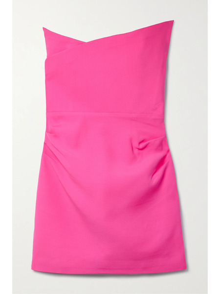  Roland Mouret   Strapless Asymmetric Wool And Silk Blend Mini Dress   Pink 