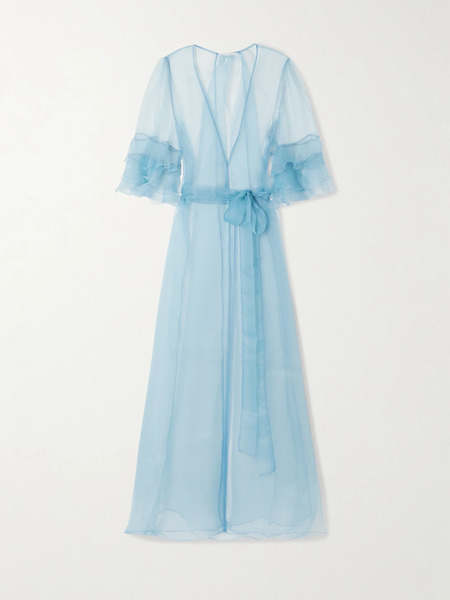  Rosamosario   Ricca Ruffled Silk Organza Robe   Blue 