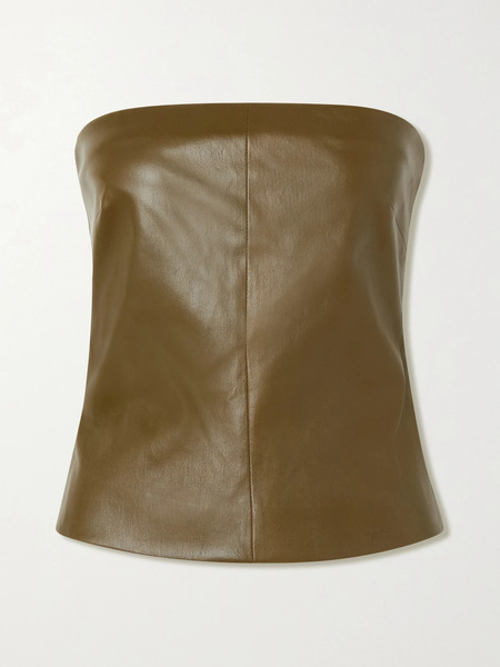 Rosetta Getty   Strapless Leather Top   Army Green 