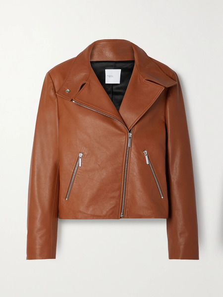 Rosetta Getty   Textured Leather Biker Jacket   Orange 