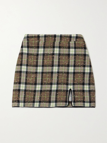  Rowen Rose   Checked Tweed Mini Skirt   Brown 