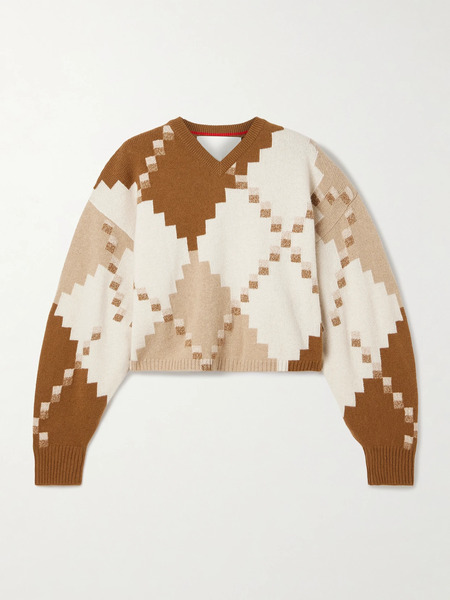  Rùadh   The Ava Jacquard Knit Wool Sweater   Camel 