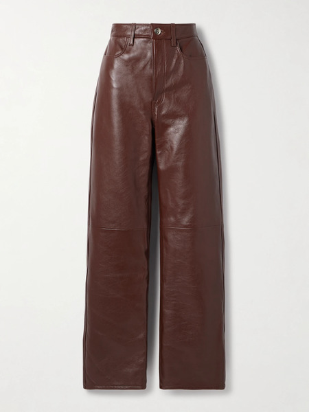  Rùadh   The Quinn Leather Straight Leg Pants   Merlot 