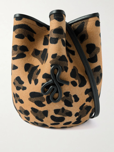  Ruslan Baginskiy   The Hatbag Convertible Leather Trimmed Leopard Print Wool Felt Shoulder Bag   Leopard Print 